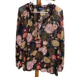 Democracy Multicolor Floral Sheer Blouse